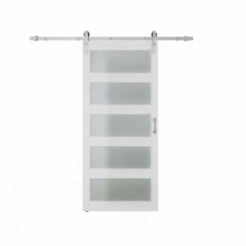Glass Barn Door, Brushed Nickel Kit, 40 x 84 in