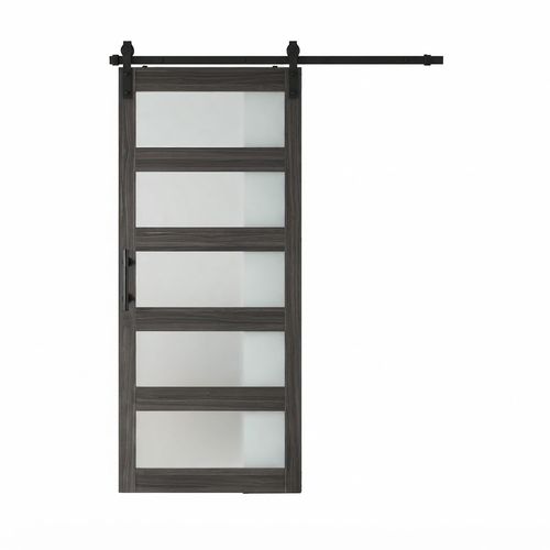 Frosted Glass Barn Door with Hardware, 32 x 84 in